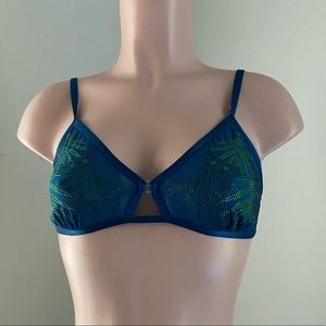 Victoria Secret Rhinestone Bralette Size M Blue/Green